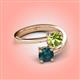 4 - Jianna 6.00 mm Cushion Peridot and Round London Blue Topaz 2 Stone Promise Ring 