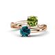 1 - Jianna 6.00 mm Cushion Peridot and Round Blue Diamond 2 Stone Promise Ring 