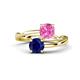 1 - Jianna 6.00 mm Cushion Lab Created Pink Sapphire and Round Blue Sapphire 2 Stone Promise Ring 