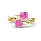 1 - Jianna 6.00 mm Cushion and Round Lab Created Pink Sapphire 2 Stone Promise Ring 