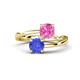 1 - Jianna 6.00 mm Cushion Lab Created Pink Sapphire and Round Tanzanite 2 Stone Promise Ring 