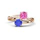 1 - Jianna 6.00 mm Cushion Lab Created Pink Sapphire and Round Tanzanite 2 Stone Promise Ring 