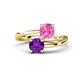 1 - Jianna 6.00 mm Cushion Lab Created Pink Sapphire and Round Amethyst 2 Stone Promise Ring 