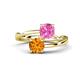 1 - Jianna 6.00 mm Cushion Lab Created Pink Sapphire and Round Citrine 2 Stone Promise Ring 