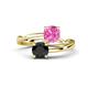 1 - Jianna 6.00 mm Cushion Lab Created Pink Sapphire and Round Black Diamond 2 Stone Promise Ring 