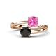 1 - Jianna 6.00 mm Cushion Lab Created Pink Sapphire and Round Black Diamond 2 Stone Promise Ring 