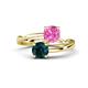 1 - Jianna 6.00 mm Cushion Lab Created Pink Sapphire and Round London Blue Topaz 2 Stone Promise Ring 