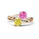 1 - Jianna 6.00 mm Cushion Lab Created Pink Sapphire and Round Yellow Diamond 2 Stone Promise Ring 