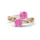 1 - Jianna 6.00 mm Cushion and Round Lab Created Pink Sapphire 2 Stone Promise Ring 