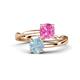 1 - Jianna 6.00 mm Cushion Lab Created Pink Sapphire and Round Aquamarine 2 Stone Promise Ring 