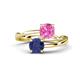 1 - Jianna 6.00 mm Cushion Lab Created Pink Sapphire and Round Iolite 2 Stone Promise Ring 