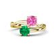 1 - Jianna 6.00 mm Cushion Lab Created Pink Sapphire and Round Emerald 2 Stone Promise Ring 