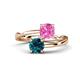 1 - Jianna 6.00 mm Cushion Lab Created Pink Sapphire and Round Blue Diamond 2 Stone Promise Ring 