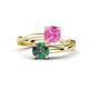 1 - Jianna 6.00 mm Cushion Lab Created Pink Sapphire and Round Lab Created Alexandrite 2 Stone Promise Ring 