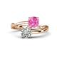 1 - Jianna 6.00 mm Cushion Lab Created Pink Sapphire and GIA Certified Round Natural Diamond 2 Stone Promise Ring 