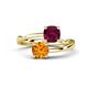 1 - Jianna 6.00 mm Cushion Rhodolite Garnet and Round Citrine 2 Stone Promise Ring 