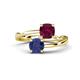 1 - Jianna 6.00 mm Cushion Rhodolite Garnet and Round Iolite 2 Stone Promise Ring 