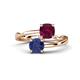 1 - Jianna 6.00 mm Cushion Rhodolite Garnet and Round Iolite 2 Stone Promise Ring 