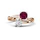 1 - Jianna 6.00 mm Cushion Rhodolite Garnet and Round White Sapphire 2 Stone Promise Ring 