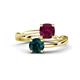 1 - Jianna 6.00 mm Cushion Rhodolite Garnet and Round London Blue Topaz 2 Stone Promise Ring 