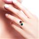 3 - Jianna 6.00 mm Cushion Rhodolite Garnet and Round London Blue Topaz 2 Stone Promise Ring 