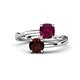 1 - Jianna 6.00 mm Cushion Rhodolite Garnet and Round Red Garnet 2 Stone Promise Ring 