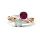 1 - Jianna 6.00 mm Cushion Rhodolite Garnet and Round Opal 2 Stone Promise Ring 