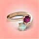 4 - Jianna 6.00 mm Cushion Rhodolite Garnet and Round Opal 2 Stone Promise Ring 