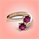 4 - Jianna 6.00 mm Cushion and Round Rhodolite Garnet 2 Stone Promise Ring 