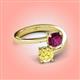 4 - Jianna 6.00 mm Cushion Rhodolite Garnet and Round Lab Created Yellow Sapphire 2 Stone Promise Ring 