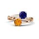 1 - Jianna 6.00 mm Cushion Lab Created Blue Sapphire and Round Citrine 2 Stone Promise Ring 