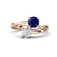 1 - Jianna 6.00 mm Cushion Lab Created Blue Sapphire and Round White Sapphire 2 Stone Promise Ring 