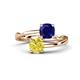 1 - Jianna 6.00 mm Cushion Lab Created Blue Sapphire and Round Yellow Diamond 2 Stone Promise Ring 