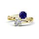 1 - Jianna 6.00 mm Cushion Lab Created Blue Sapphire and GIA Certified Round Natural Diamond 2 Stone Promise Ring 