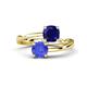 1 - Jianna 6.00 mm Cushion Lab Created Blue Sapphire and Round Tanzanite 2 Stone Promise Ring 