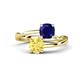 1 - Jianna 6.00 mm Cushion Lab Created Blue Sapphire and Round Lab Created Yellow Sapphire 2 Stone Promise Ring 