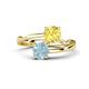 1 - Jianna 6.00 mm Cushion Lab Created Yellow Sapphire and Round Aquamarine 2 Stone Promise Ring 