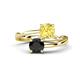 1 - Jianna 6.00 mm Cushion Lab Created Yellow Sapphire and Round Black Diamond 2 Stone Promise Ring 