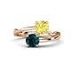 1 - Jianna 6.00 mm Cushion Lab Created Yellow Sapphire and Round London Blue Topaz 2 Stone Promise Ring 