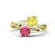 1 - Jianna 6.00 mm Cushion Lab Created Yellow Sapphire and Round Pink Tourmaline 2 Stone Promise Ring 