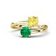 1 - Jianna 6.00 mm Cushion Lab Created Yellow Sapphire and Round Emerald 2 Stone Promise Ring 