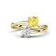 1 - Jianna 6.00 mm Cushion Lab Created Yellow Sapphire and Round White Sapphire 2 Stone Promise Ring 