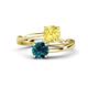 1 - Jianna 6.00 mm Cushion Lab Created Yellow Sapphire and Round Blue Diamond 2 Stone Promise Ring 