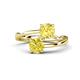 1 - Jianna 6.00 mm Cushion Lab Created Yellow Sapphire and Round Yellow Diamond 2 Stone Promise Ring 