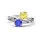 1 - Jianna 6.00 mm Cushion Lab Created Yellow Sapphire and Round Tanzanite 2 Stone Promise Ring 