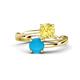 1 - Jianna 6.00 mm Cushion Lab Created Yellow Sapphire and Round Turquoise 2 Stone Promise Ring 