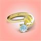 4 - Jianna 6.00 mm Cushion Lab Created Yellow Sapphire and Round Aquamarine 2 Stone Promise Ring 