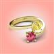 4 - Jianna 6.00 mm Cushion Lab Created Yellow Sapphire and Round Pink Tourmaline 2 Stone Promise Ring 