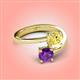 4 - Jianna 6.00 mm Cushion Lab Created Yellow Sapphire and Round Amethyst 2 Stone Promise Ring 