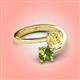 4 - Jianna 6.00 mm Cushion Lab Created Yellow Sapphire and Round Peridot 2 Stone Promise Ring 